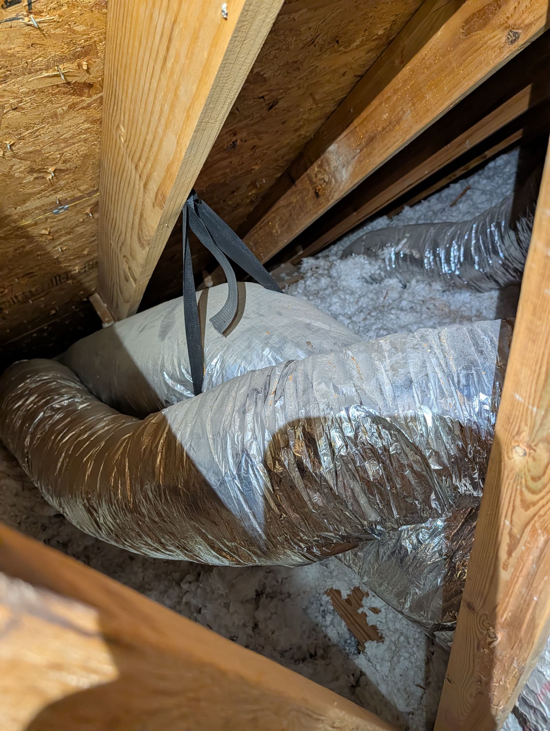Gallery photos for Damaged Attic Ductwork That Was Killing Airflow: Image #1